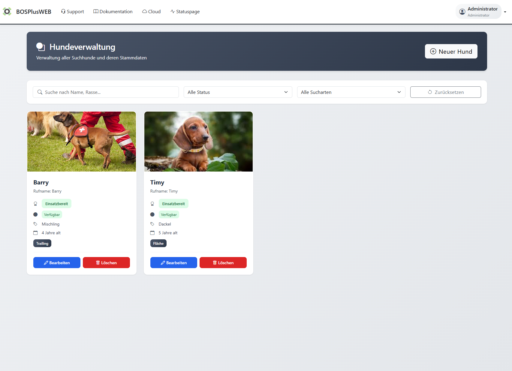 Hundestammdaten-Verwaltung